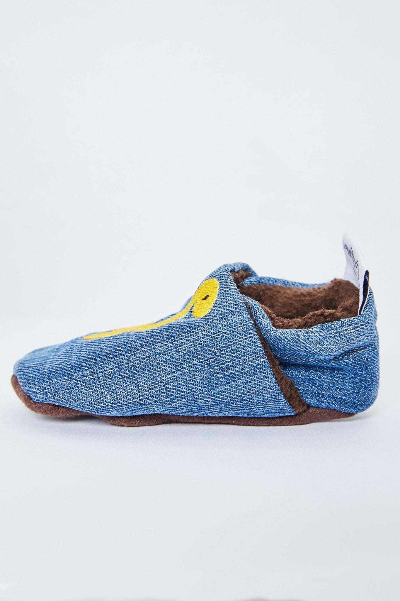 CathWho Upcycling-Jeans-Puschen – Brontosaurus und weitere Kinderschuhe bei kippie.shop