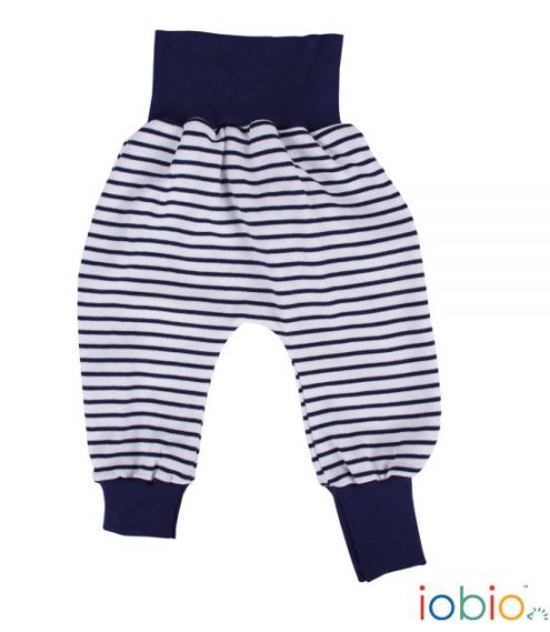 iobio PoPoLiNi Baby Pumphose – Dunkelblau/Weiß, gestreift und weitere Baby Hose bei kippie.shop